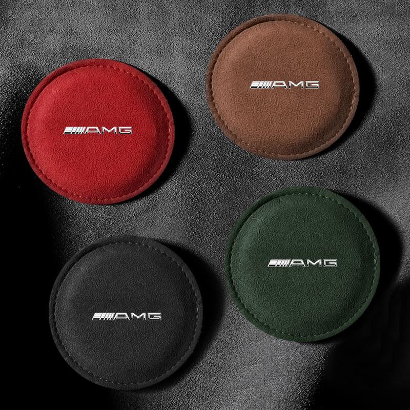 1/2Pcs Car Cup Holder Pad PU Leather Slot Non-slip Coaster Mat For Mercedes Benz AMG GLE GLS GLC CLA GLB ML W204 W206 W205 W212 W203