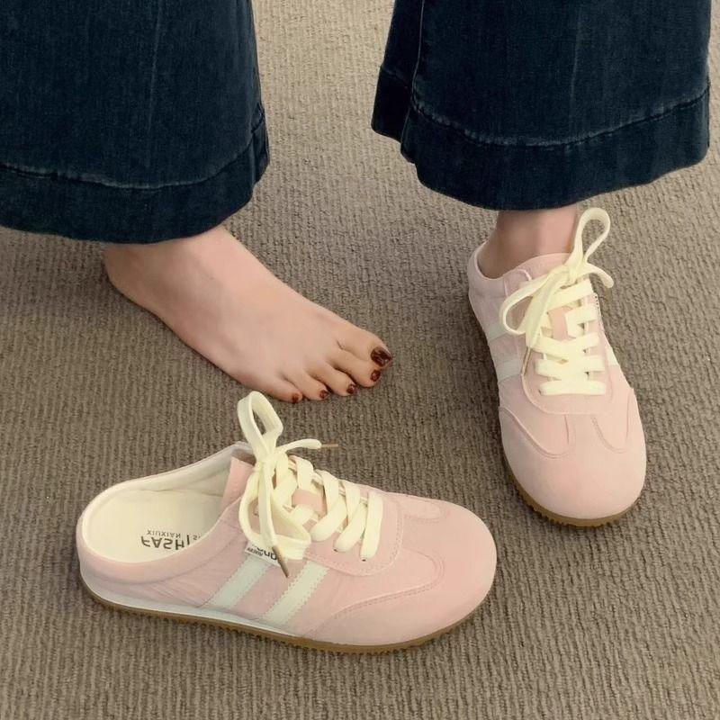 Baotou slippers women's summer wear new half-drag white shoes and one pedal casual shoes