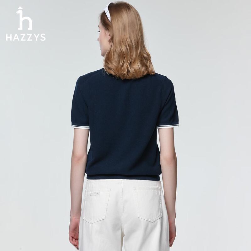 HAZZYS Women's PHIZ Series Colorblock Lapel Knit Polo Top