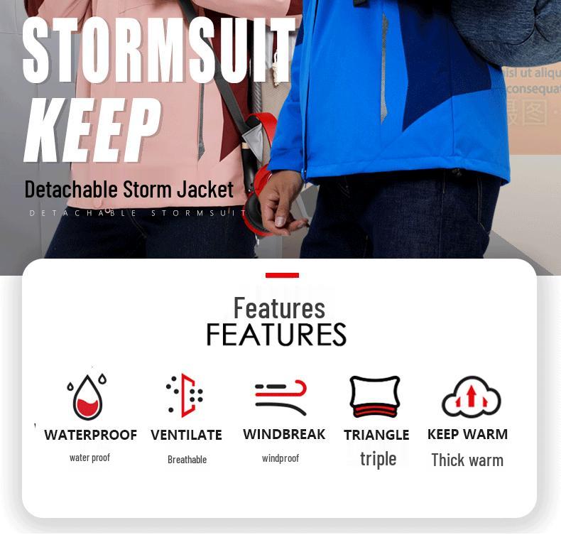 Męska i Damska Kurtka Outdoorowa Wiatroodporna: Zestaw dwuczęściowy dla par, trzy w jednym wodoodporny i wiatroodporny kombinezon górski