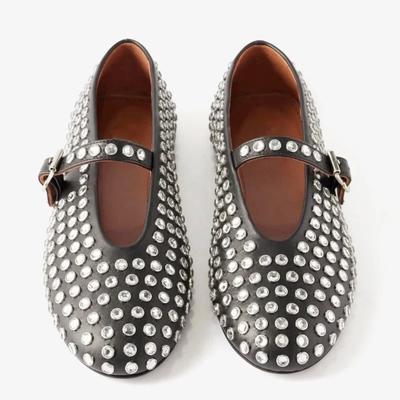 Mode Frauen Flache Schuhe Vulkanisieren Designer Loafers Diamant Nieten Mary Jane Schuhe Frau Besetzt Kristall Frauen Wohnungen Ballett Lolita Schuhe