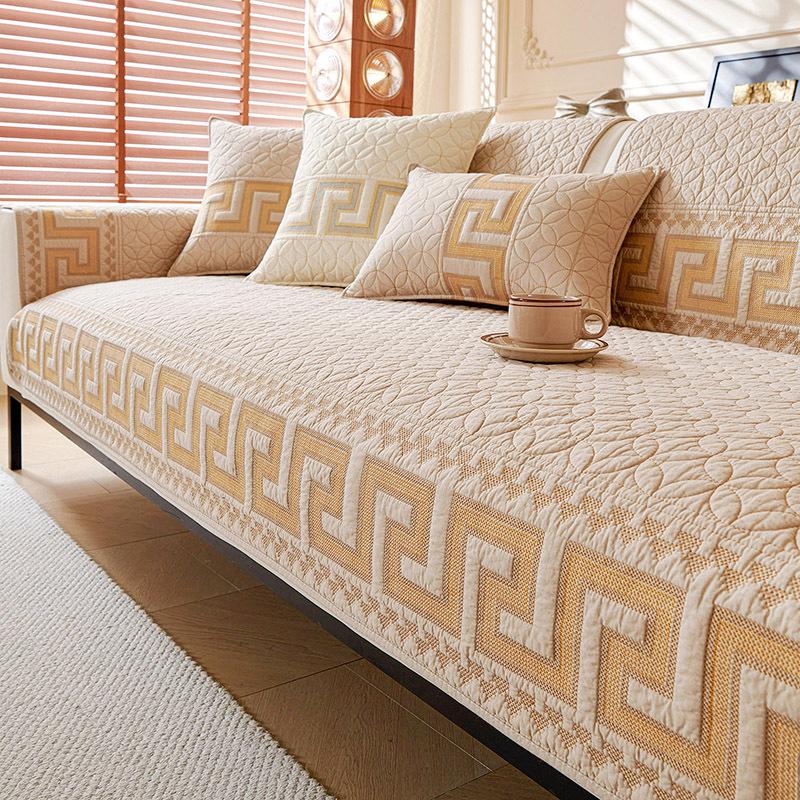 2024 Non-Slip All-Cotton Sofa Cushion Cover for Solid Wood Sofa - Four Seasons Universal Design