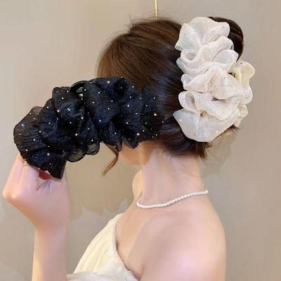Elegant Temperament Exquisite Mesh Shiny Rhinestone Hair Clip for Women Large Shark Clip Fashion Girl Hair Clamp H