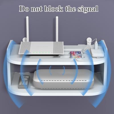 Nástěnná závěsná police Router Power Strip Organizer Dvouvrstvý design Silná nosnost Snadná instalace Plovoucí stojan Držák na stěnu