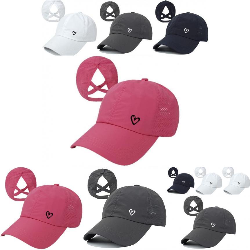 Embroidered Heart Casual Baseball Cap With Curved Brim And Sunshade For Daily Activities