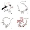 Playful Bowknot Bracelet for Casual Outfits Faux Pearls Beaded Women Wristchain Adjustable Length Handchain Accessory