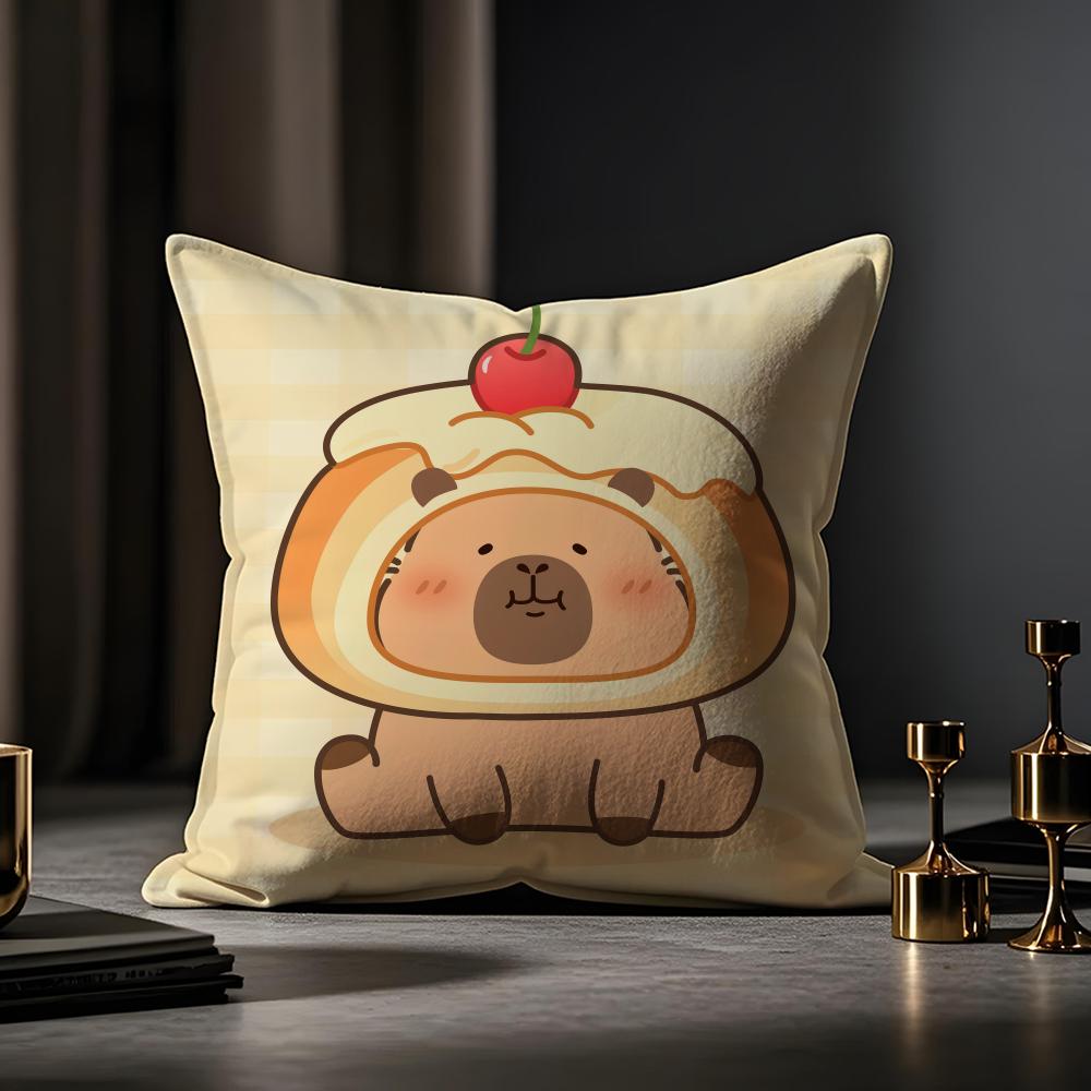 Guinea Pig Cake Cushion Cover Anti-dustmite Pillowcase Invisible Zipper Silky Short Plush Sofa Cushion Cover