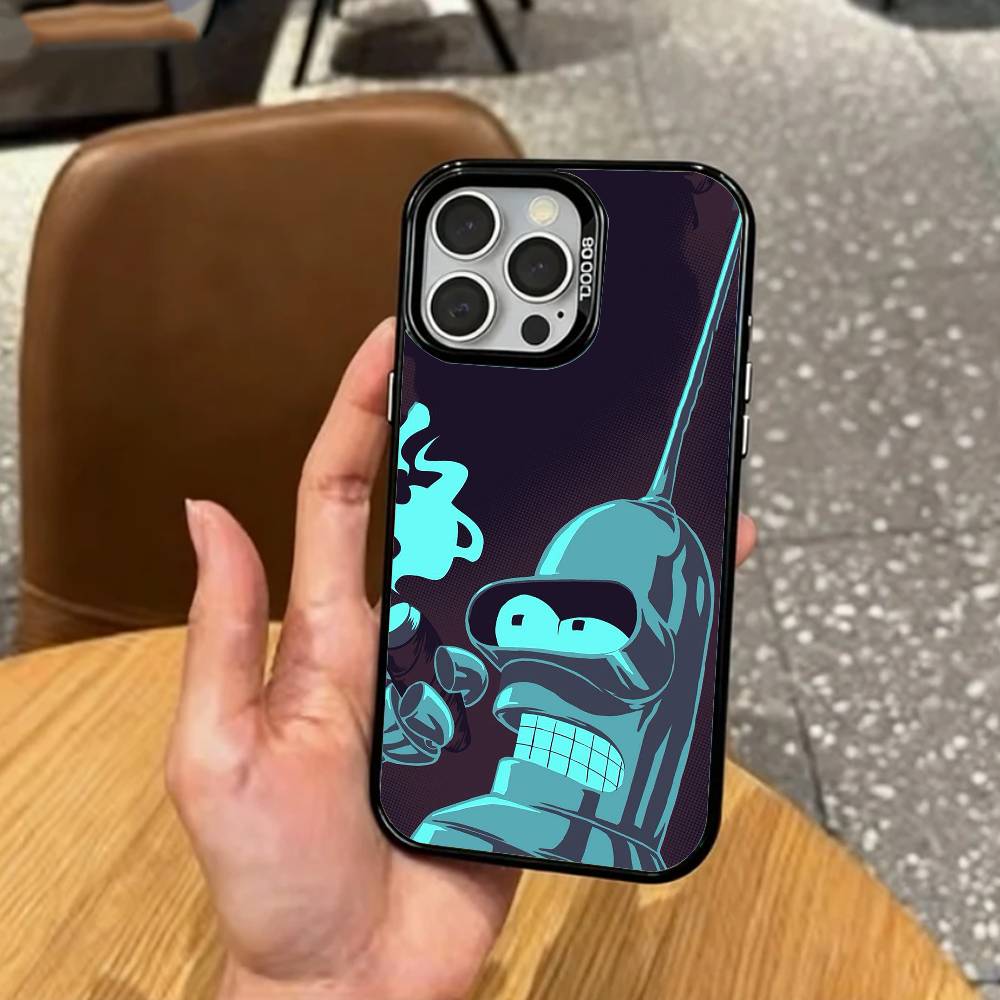F-Lustig B-Bender F-Futurama Handyhülle Für iPhone17,16,15,14,13,12,11 Plus,Pro Max Bunte Silberbeschichtete Innenseite