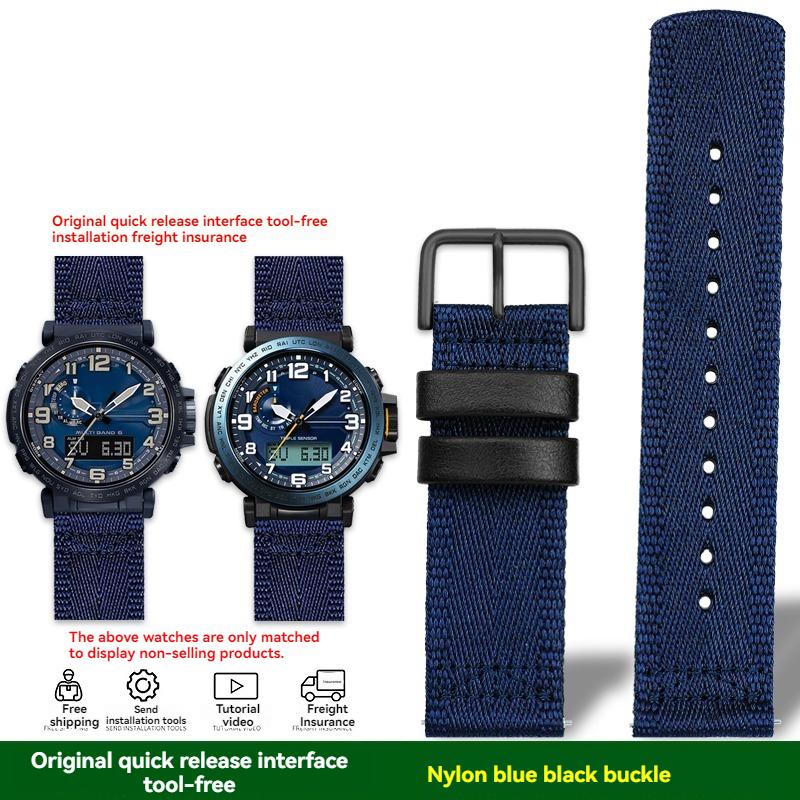 For Casio PROTREK Series PRG-601 PRG-600 PRG-650 PRW-6600Y GA2200 Breathable Nylon Canvas Strap 24mm Quick Release Wristband
