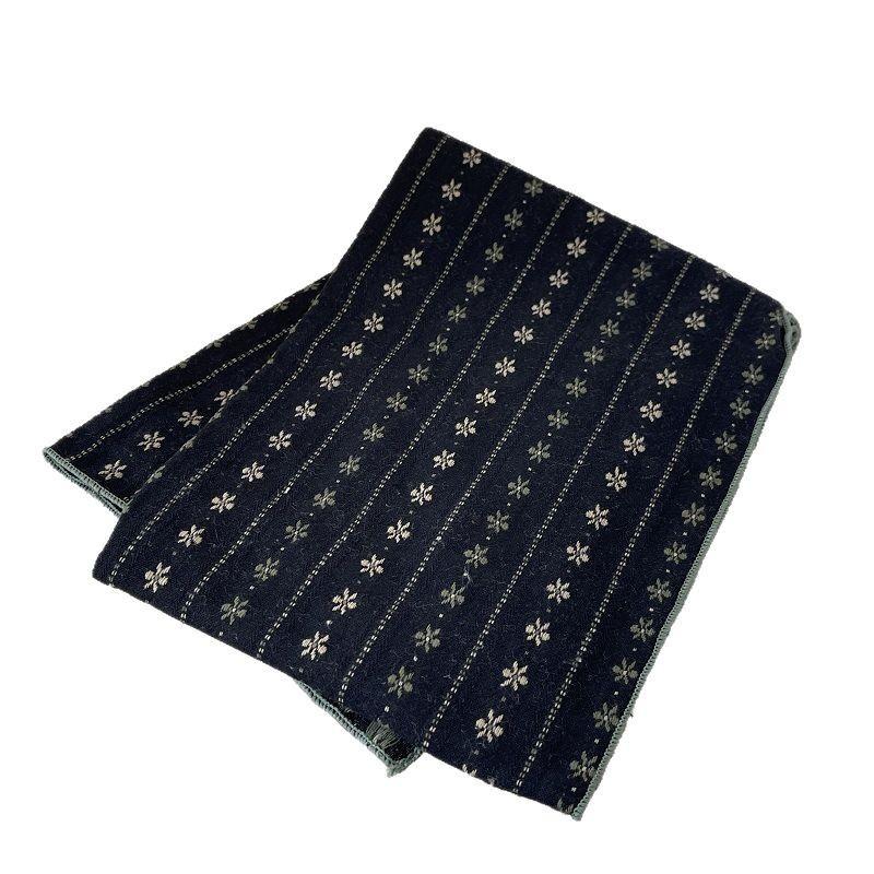 Japanese College Style Retro Literary Brown Brown Color Double-sided Flowers Cotton Scarf Female Student Neck Protection Scarf