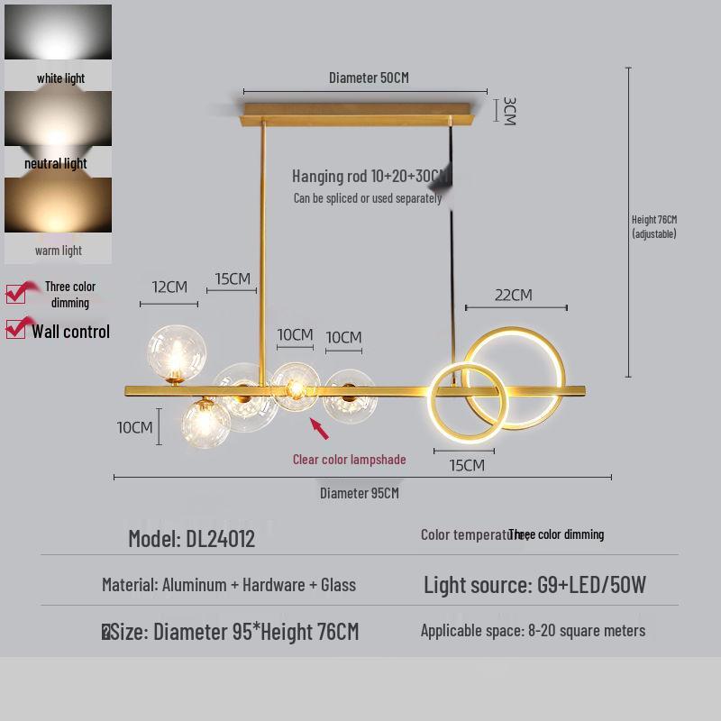 Nordic Modern Minimalist Chandelier - Creative Dining Room Light with Magic Bean Glass Bubbles.