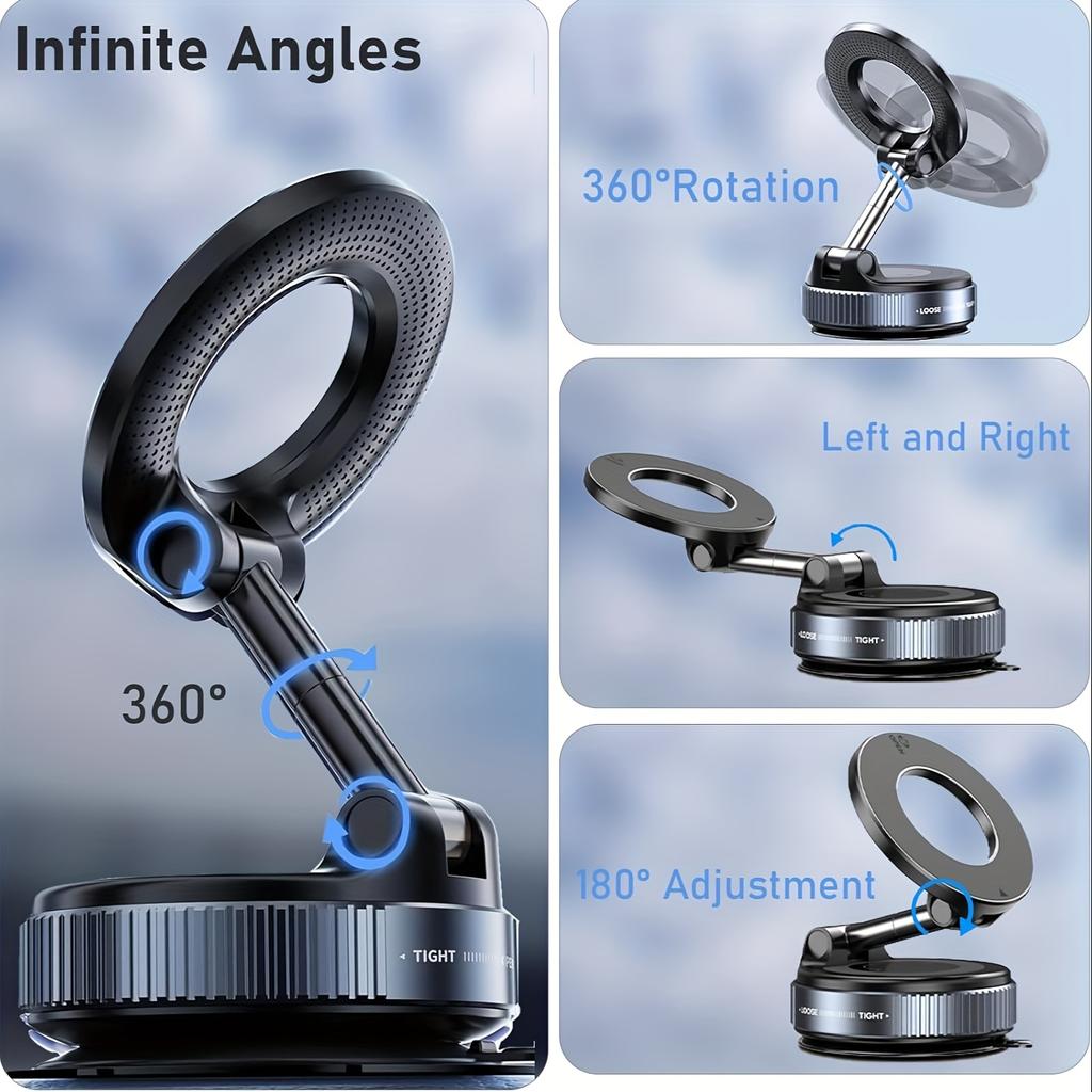 360° Adjustable Magnetic Phone Holder, Suitable for Car Desktop Use, Compatible with iPhone 16/15/14/12 Series, Portable Foldable Car Mount