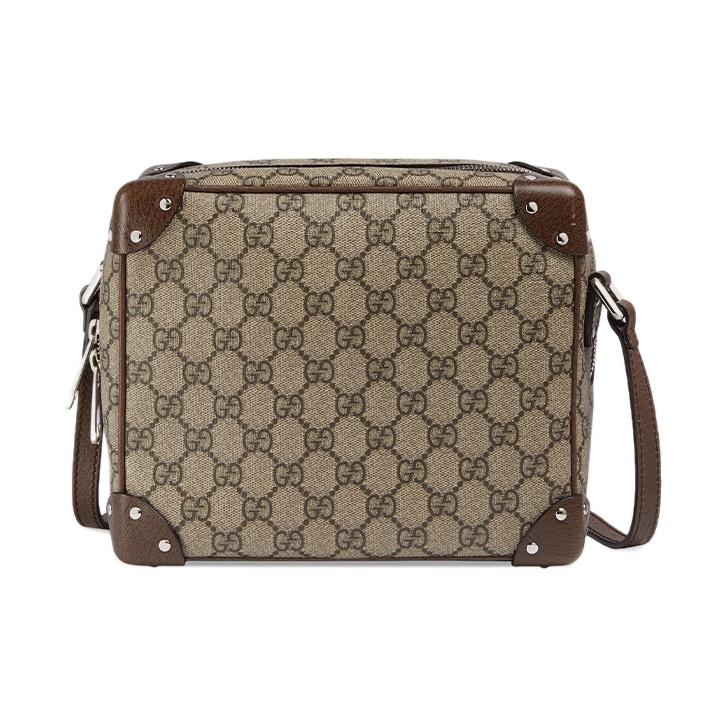 

Gucci GG Supreme Canvas Trimmed Mini Trunk Crossbody Bag In Brown For Unisex Daily Use Basic Set (Bag+Dust Bag)