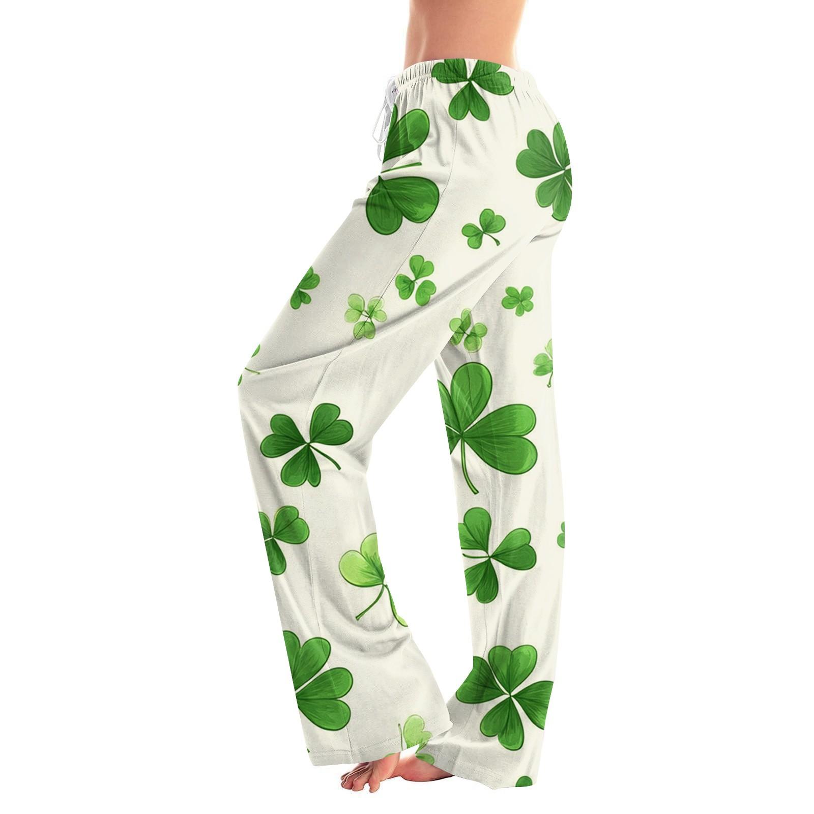

Женские пижамные штаны, одежда для сна, повседневные брюки с эластичной резинкой на талии, удобные прямые свободные брюки для йоги. День Патрика S