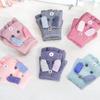 Children's Fingerless Winter Cartoon Kitten Gloves - Warm, Cute, Knitted Imitation Cashmere for Elementary Students