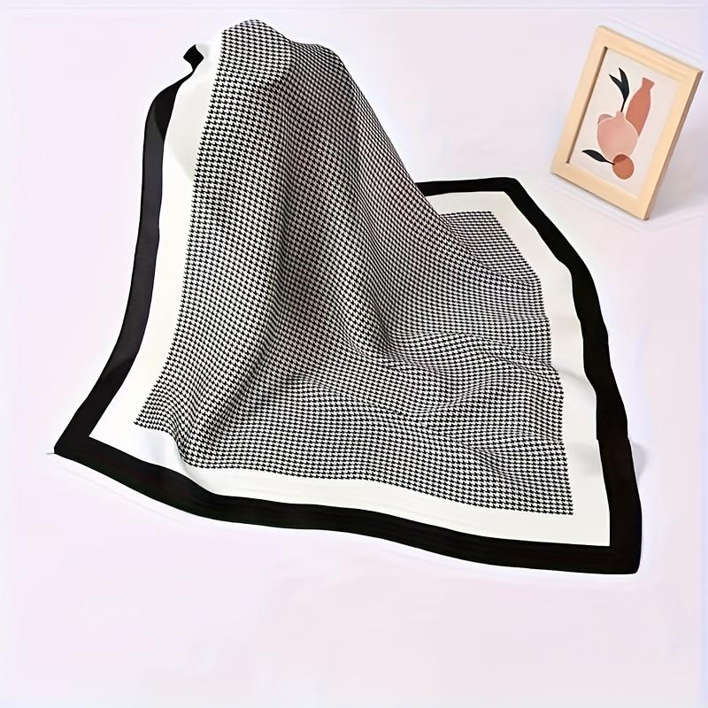 Houndstooth Bandana Casual Imitation Silk Neckerchief Head Wrap Bag Handle Charm Holiday Accessory Gift Square Scarf