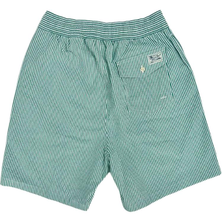 Polo Ralph Lauren SS24 Logo Embroidered Striped Elastic Waist Beach Shorts Men Shorts Green 710905990-004