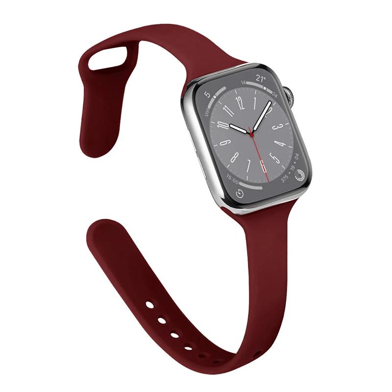 Slim Strap for Apple Watch Band 44mm 40mm 38mm 42mm Ultra 49mm Silicone Bracelet Correa iWatch Series 6 Se 5 4 3 7 8 45mm 41mm