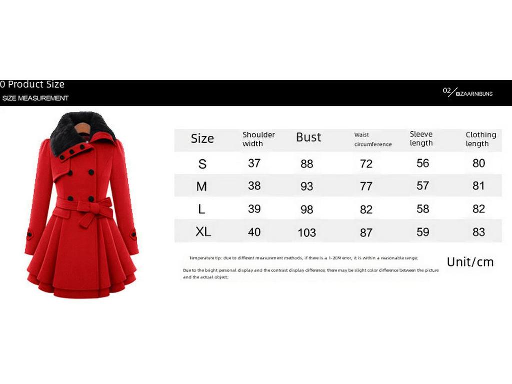 European & American Women's Slim Fit Double-Breasted Wool Coat with Fur Collar - 2024 Large Size Medium-Length Windbreaker