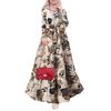 Muslim Street Fashion Long Sleeve O-Neck Printed Dress