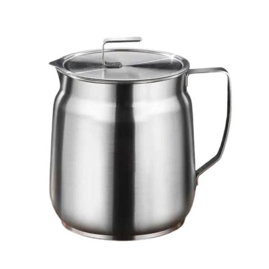 Stainless Steel Oil Filter Container with Fine Mesh 1500/2000ml Heat-Resistant Kitchen Oil Jug for Frying Lard Grease Storage Rust-Proof