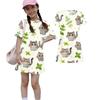 Girls Loose Fit Short Sleeve Dress Lightweight Round Neck Casual Dress with Animal Print Pattern for Kids Summer Wear