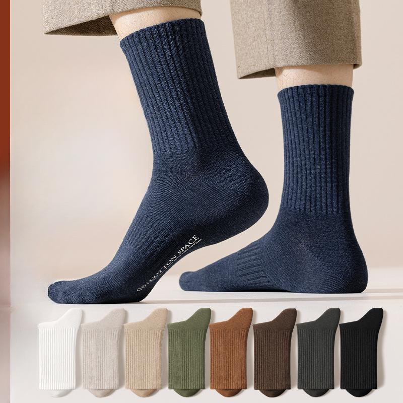 

Men s Autumn and Winter Warm Pure Cotton Anti Odor and Sweat Absorbing Mid Calf Socks 1 pair червоний/коричневий