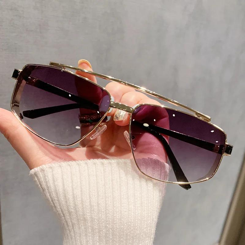 Durable High Quality Retro High End Designer Style Trendy Alloy Metal Square Shaped Female For Both Male Sun Glasses