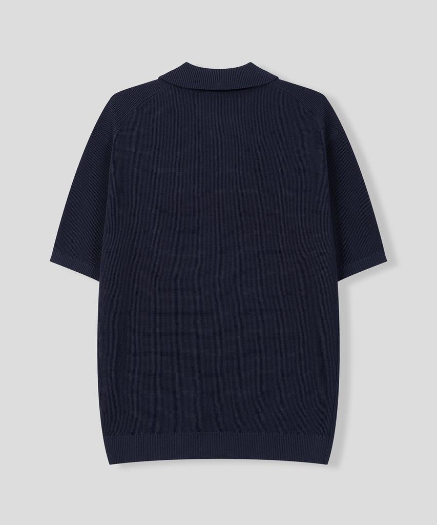 BLACK MOMENT Cozy Lounge Summer Knit Short Sleeve Polo Shirt [Light Cream]