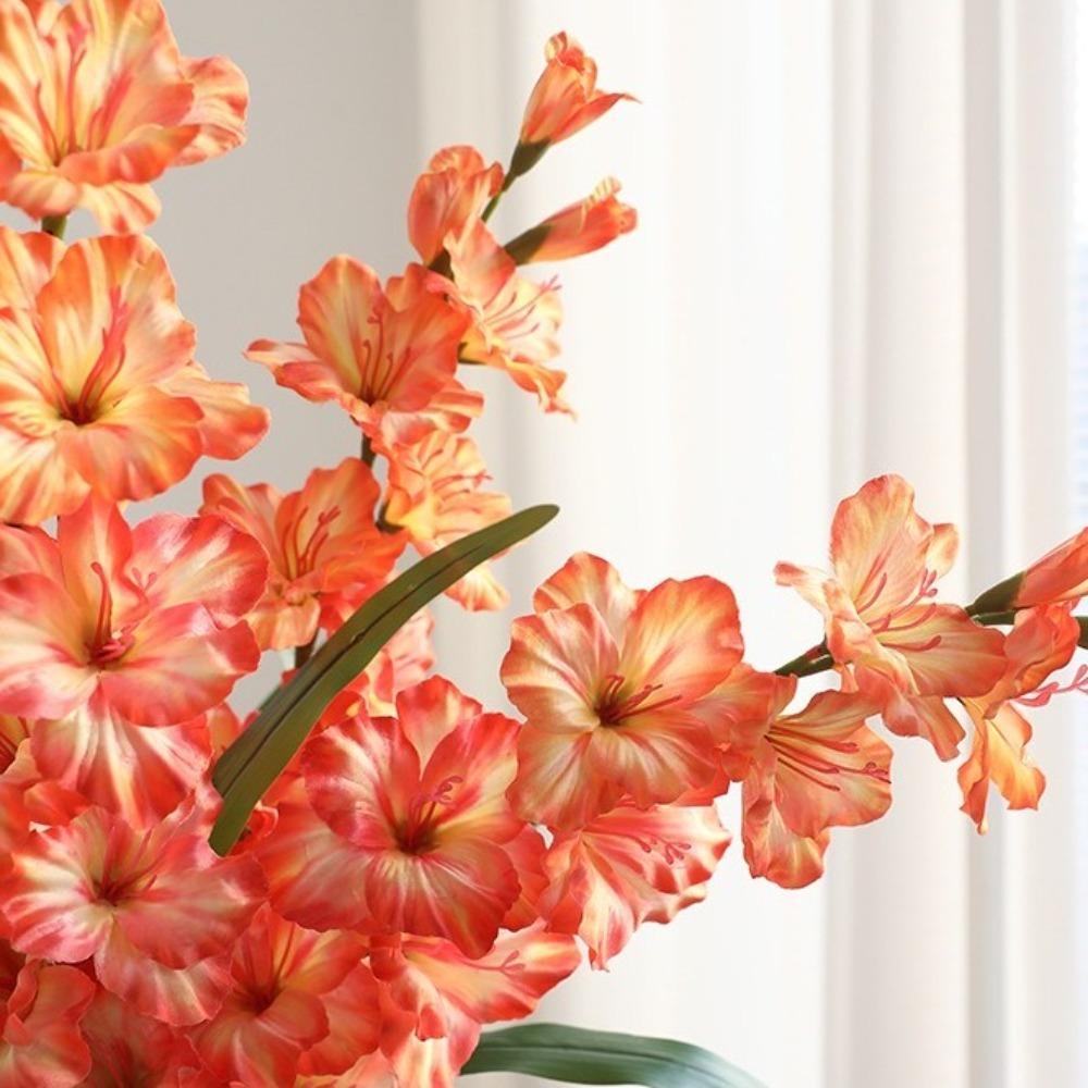 12 Heads Simulation Orchids Flowers 86cm Silk Fake Flowers Fake Larkspur Flowers Dining Table