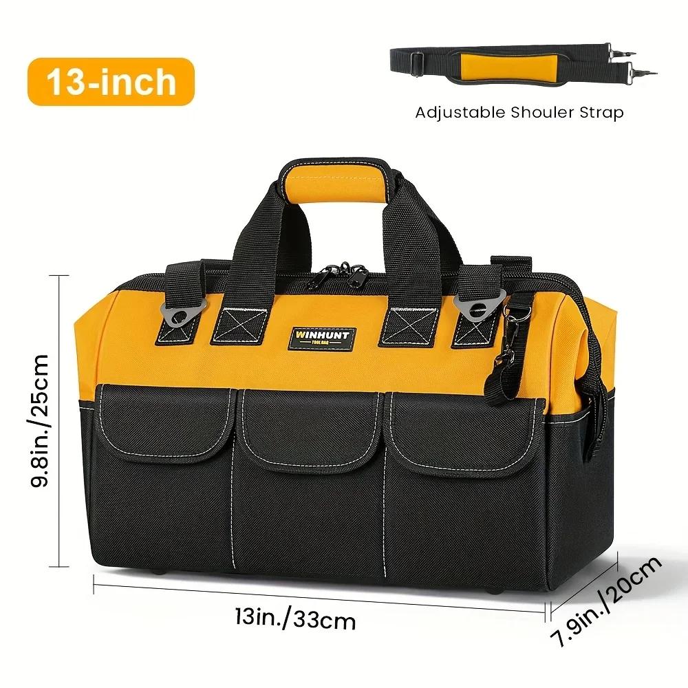 

WINHUNT Large Tool Bag Heavy Duty 14-Pocket Organizer with Shoulder Strap Easy Zippered Carry Bag for Construction Electrician