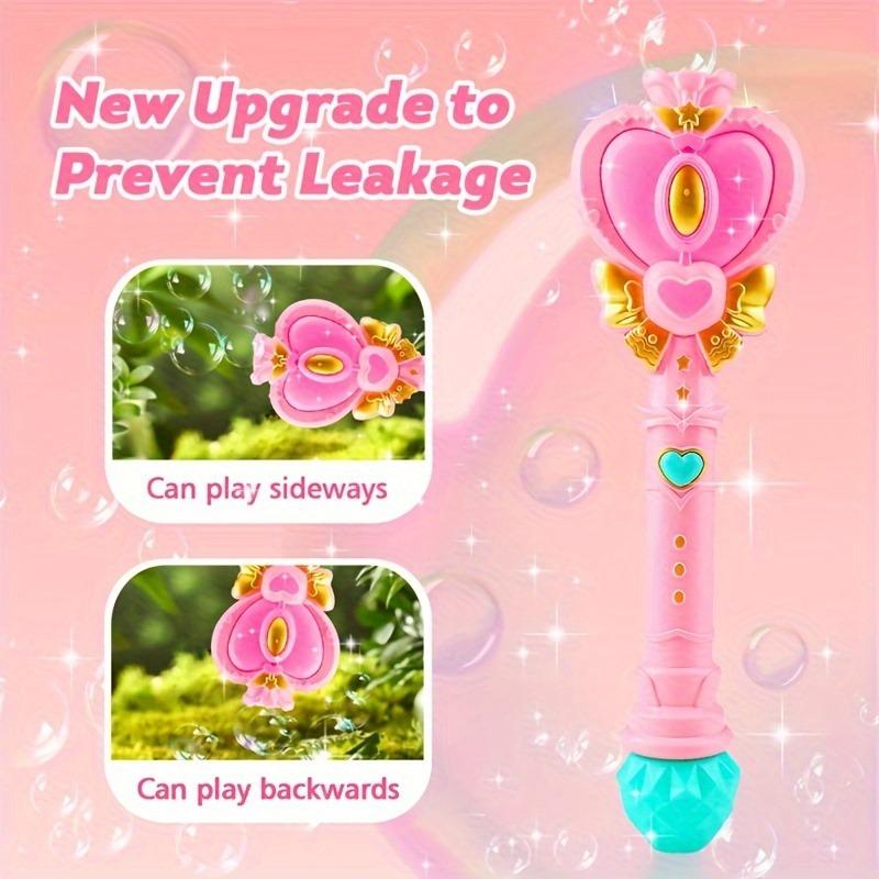 Magic Wand Bubble Machine with Solution for Boys and Girls Toy Bubble Blower With Princess & Fairy Stick Electric Bubble Machine