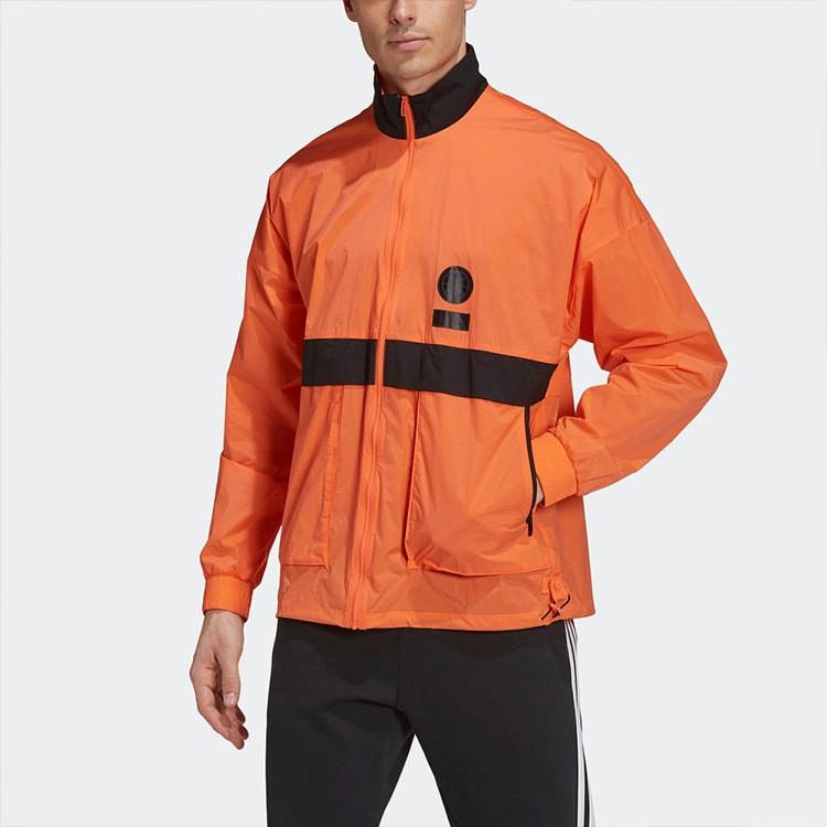 adidas Colorblock Zip Pocket Jacket for Men, Orange-Yellow GU1757