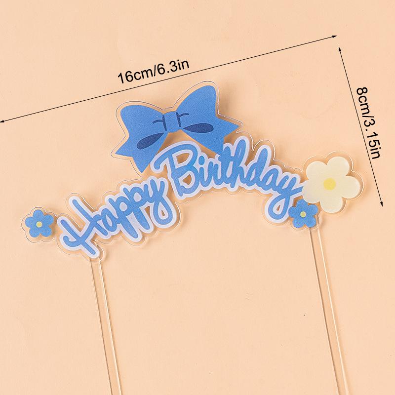 

С Днем Рождения Акриловый Топпер для Торта с Украшением в виде Бантика Дизайн Арки Украшение для Торта на День Рождения Принадлежности для Вечеринки Выпечка синий