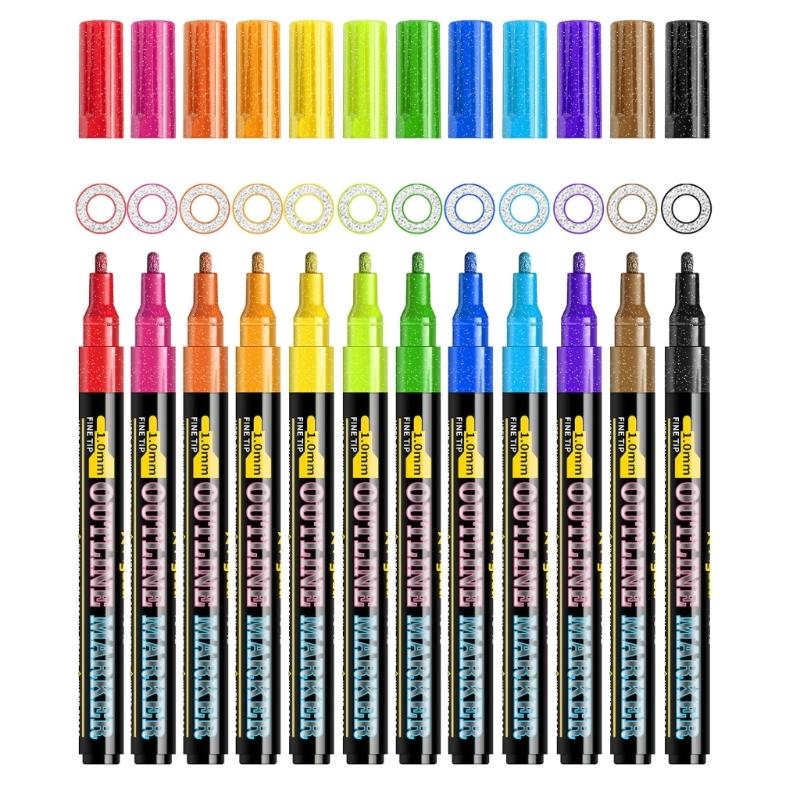 12Pcs Soft Color Marker Highlighters Set With Friendly Materials School Classroom Organization Tools For Note Taking