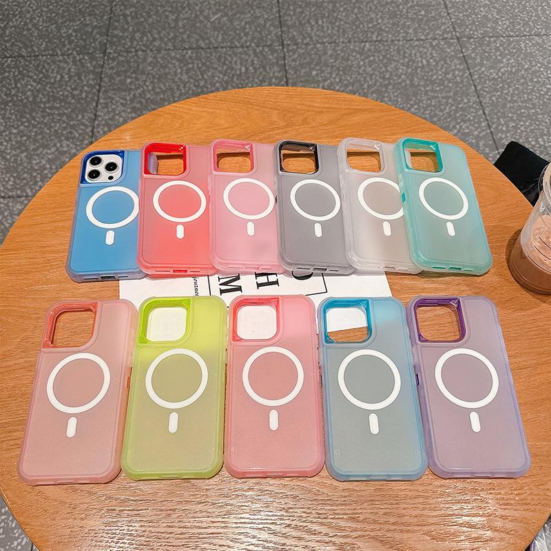 For IP16promax Magnetic Defense Three-in-one Transparent TPU+PC Upper and Lower Cover Ins Wind and Anti-fall Mobile Phone Case
