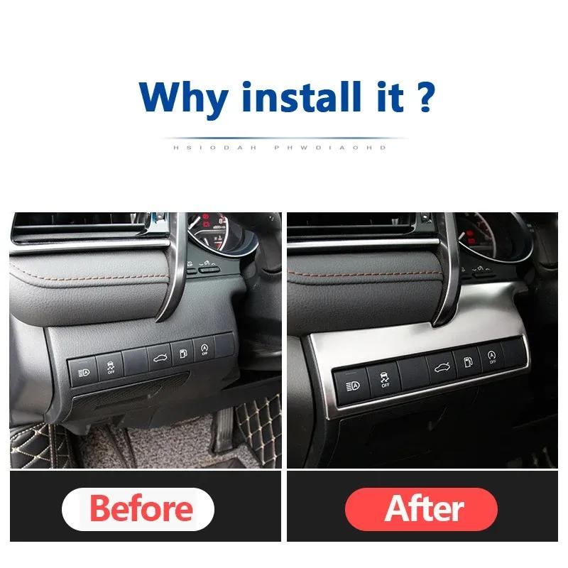 Car Interior Accessories Stainless Headlight Adjustment Button Decorative Frame Cover For Toyota Camry XV70 2018-