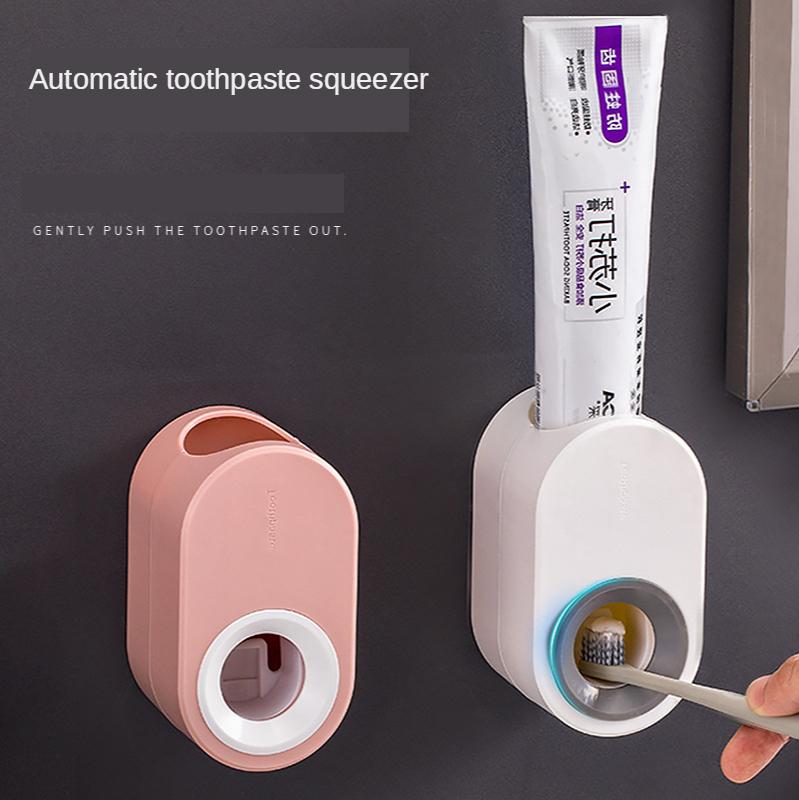 Fully Automatic Toothpaste Dispenser Hole Punched Toothbrush Toothpaste Storage Shelf Wall Hangers  Bathroom Accessories