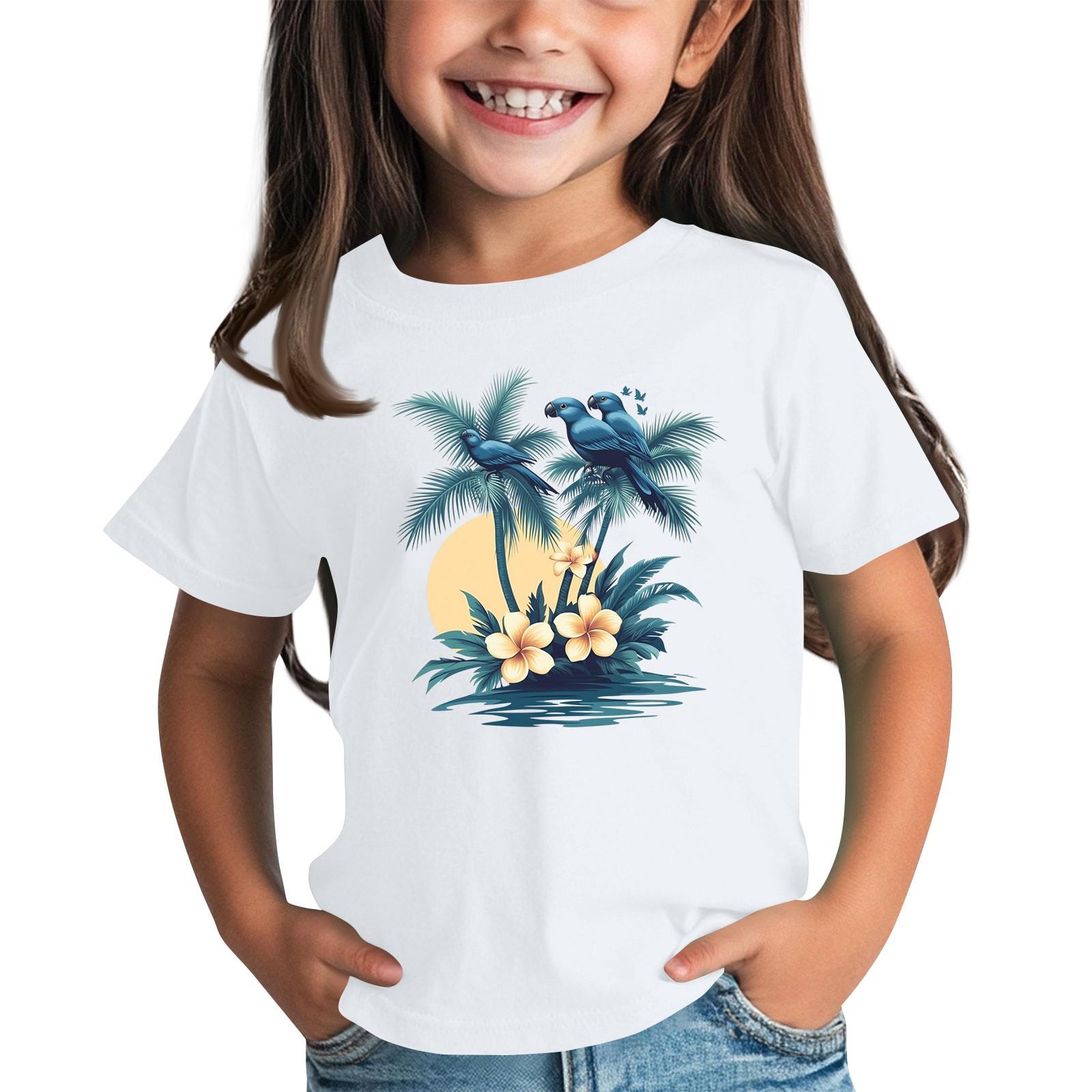 

Детская модная повседневная футболка с круглым вырезом и короткими рукавами 140 белый