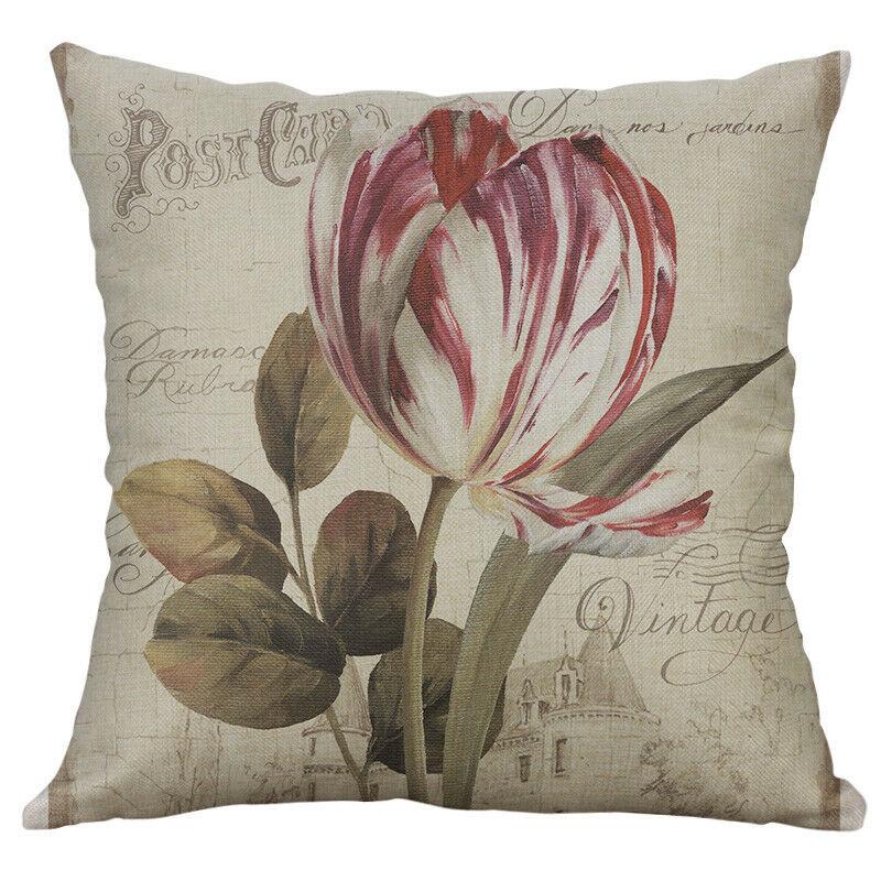 Premium Retro Flower Linen Pillow Case For Stylish Sofa Home Decor 18 Inches