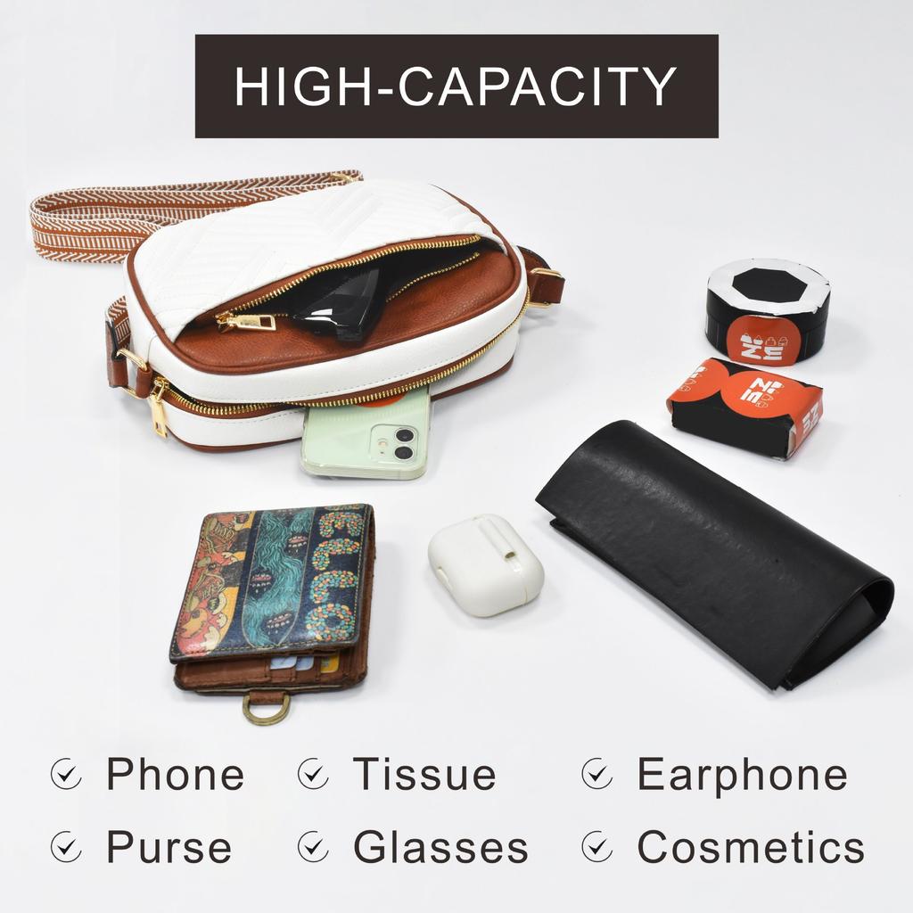 Women's Quilted Checkered Crossbody Bag - Vintage Color Block Shoulder Bag with Zipper Strap & Wallet Pocket, Mini Square Purse for Daily Essentials