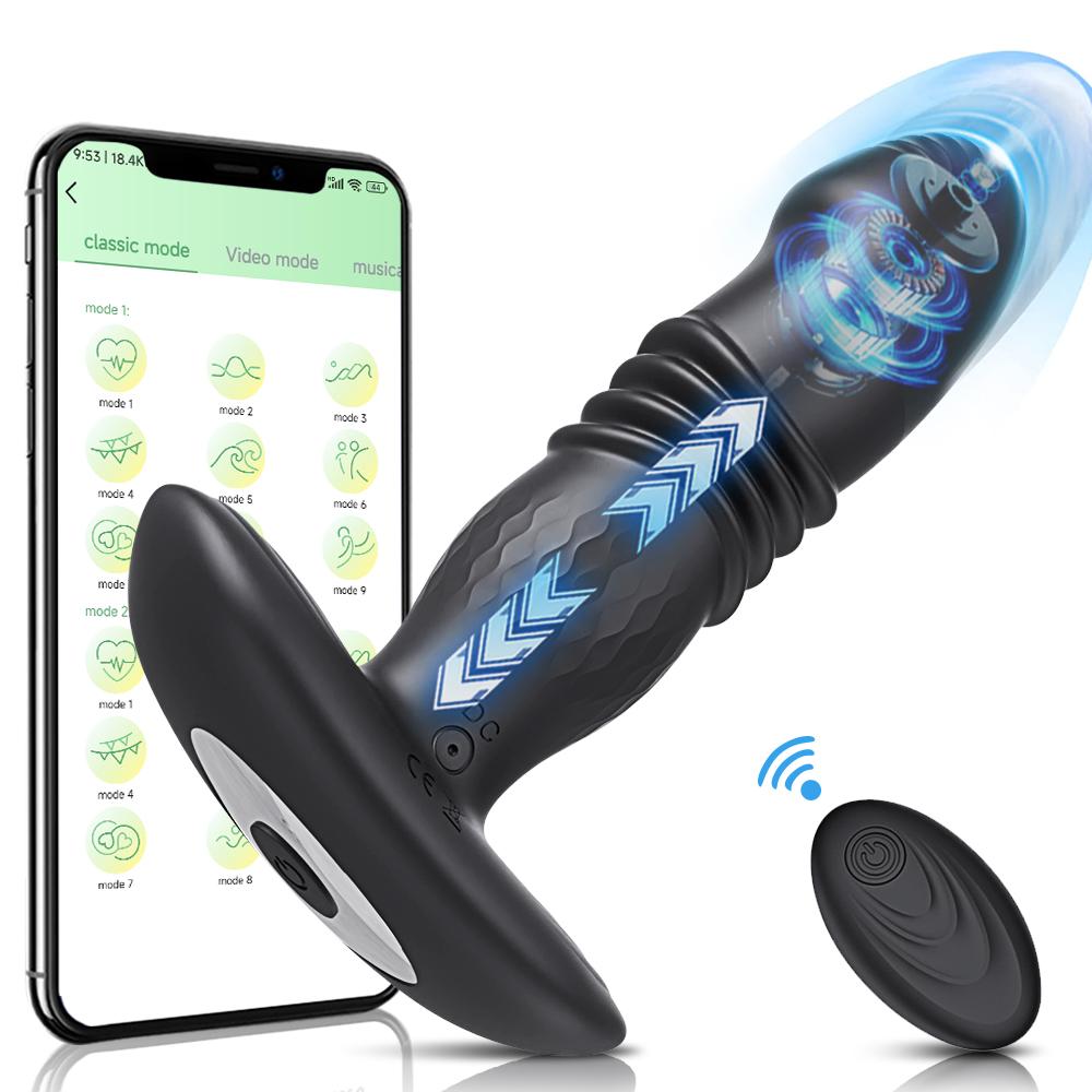 Mannlig prostatamassasjeapparat Bluetooth APP Vibrator for menn Gay analplugg Trådløs fjernkontroll Butt Plug Sexleketøy for par