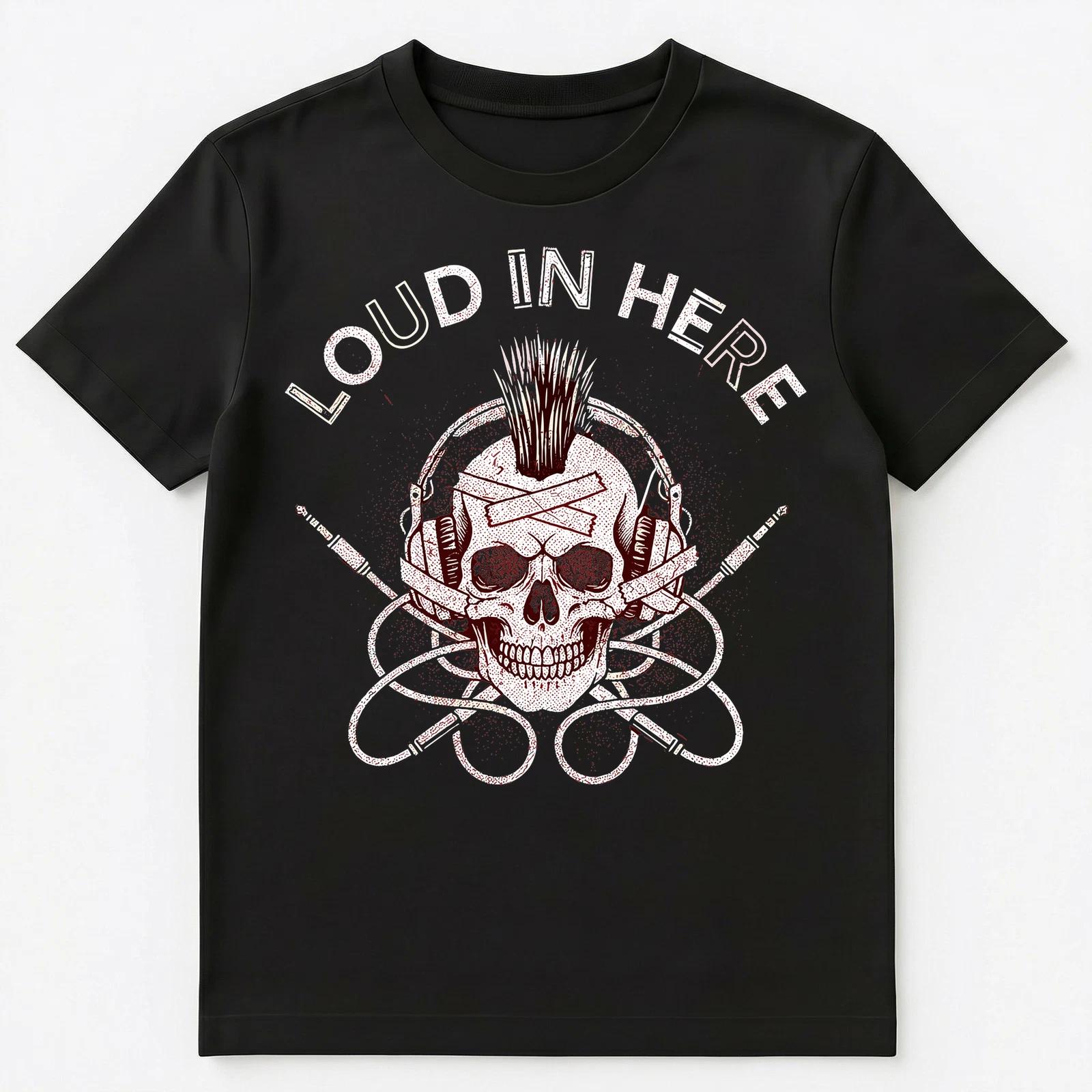 Rocker Loud Headphone Skull Music Unisex T-Shirt 3XL