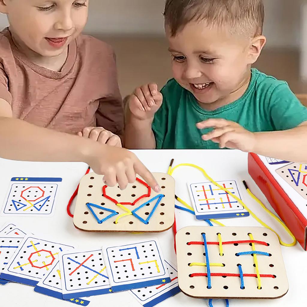 Early Childhood Education Rope Threading Game, Baby Hand-eye Coordination Training Threading Board Toy