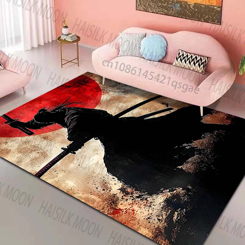 

1PC Samurai with swords red sun Pattern Rug Carpets for Bedroom Living Room Sofa Mat Creative Door Mat Cloakroom Home Decor 40x60cm