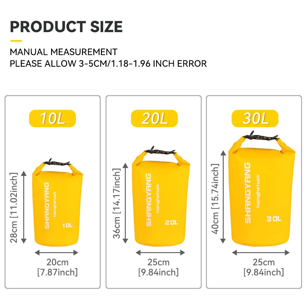 Outdoor PVC Dry Sack Bag Waterproof 10L 20L 30L Motorcycle Bag Shoulder Bag for Diving Swimming Hiking Driving Travel Kits