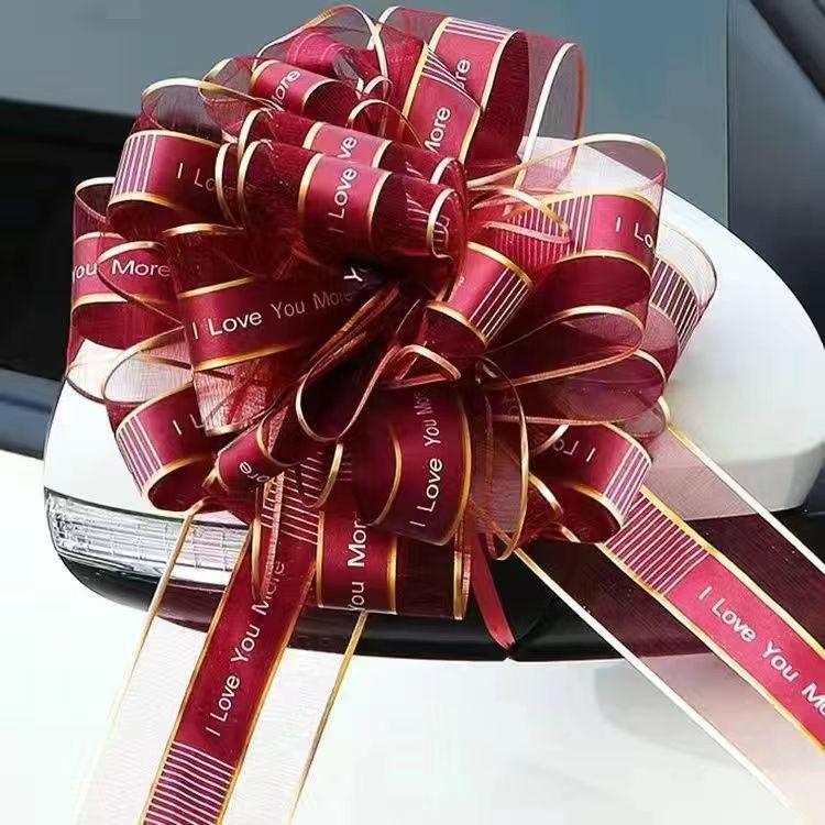 Snow Yarn Ribbon Pull Flowers for Wedding Room & Car Decorations