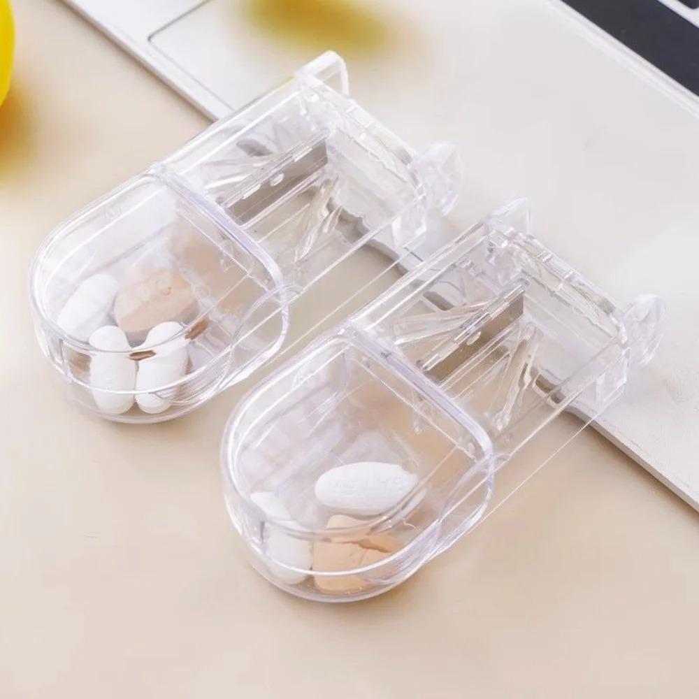 New Hot Portable Splitters Cutter Medicine Split Drugs Vitamin Tablet Cutting Pills Box Container Storage Cases Organizer Care