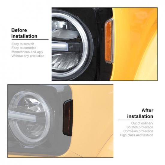 Smoked Black Front Headlight Side Lights Lamp Cover Trims for Ford Bronco +