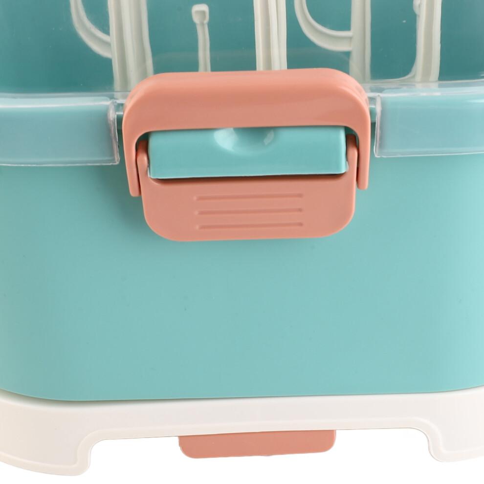 Nursing Bottle Storage Box Compact Household Dustproof Draining Thickened Plastic Baby Bottle Storage for Home Green